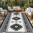 thumbnail image 3 of Fsddascl Gray Boho Outdoor Rug for Patio/Deck/Porch, Non-Slip Large Area Rug 4 x 6 Ft, Southwest Aztec Country Geometric Aesthetic Indoor Outdoor Rugs Washable Area Rugs, Camping Rug Carpet, 3 of 5