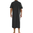 thumbnail image 3 of INSPIRE CHIC Long Nightgown for Men's Father's Day Gift Short Sleeves Stand Collar Zipper Nightshirts M Black, 3 of 4