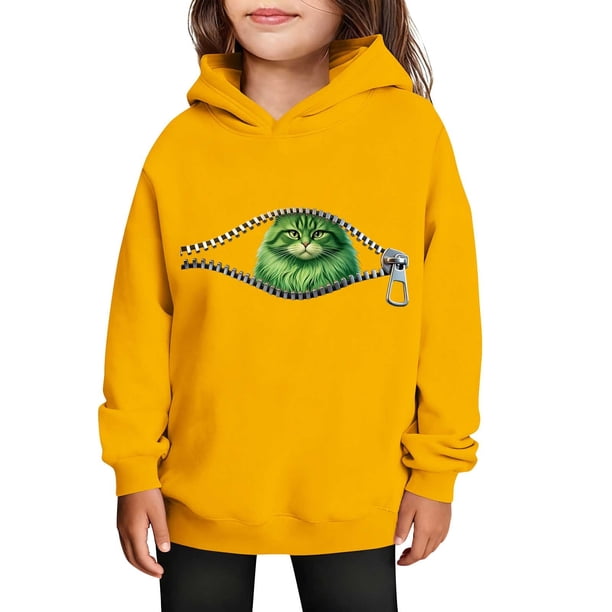 Sudaderas con capucha para niños y niñas, sudaderas casuales de manga larga, lindas sudaderas de gran tamaño con bolsillo de polar, chaquetas para niñas
