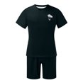 thumbnail image 6 of Men's Spring Summer 2-Piece Outfit, Casual Muscle Fit Short Sleeve Tee and Classic Fit Sport Shorts, Lightweight Tracksuit For Sports and Leisure,Black,S, 6 of 6