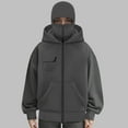 thumbnail image 3 of TTUHYWXI Balaclava Hoodie Jacket for Women Men, Y2K Zip Up Fashion Outerwear Double Layer Hooded Pullover, Winter Hip Hop Streetwear (Dark Gray, XL), 3 of 4
