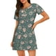 thumbnail image 1 of Fotbe Hedgehogs and Flowers Bata de Dormir para Mujer con Estampado, Camisón de Algodón de Manga Corta, Ropa de Dormir Casual, 1 of 6