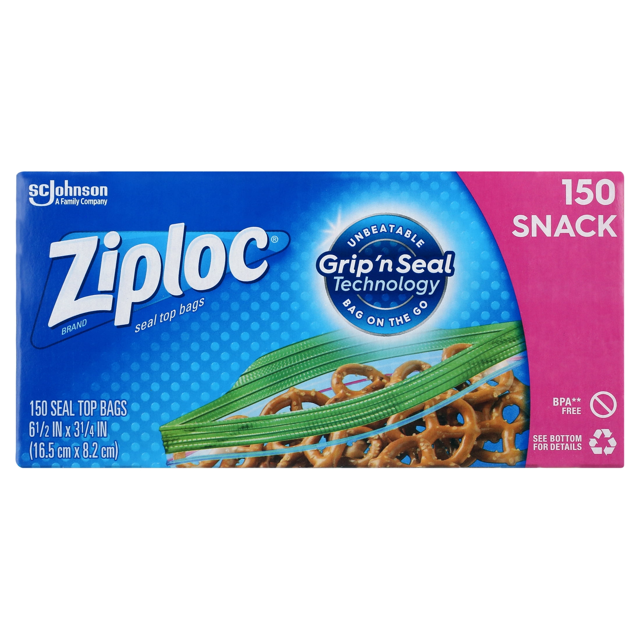 在庫1点物 3/2ｍｍバックジップロングスプリングMLサイズ Ziploc Snack Bags, Grip 'n Seal Technology, BPA-Free, Reusable