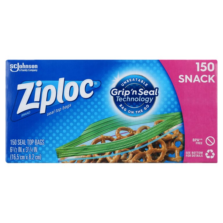 Ziploc Snack Bags, Grip 'n Seal Technology, BPA-Free, Reusable