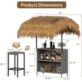 thumbnail image 2 of LAZZO 3 Pieces Outdoor Bar Set, Patio Wicker Bar Set with Height Stools and Islander Tiki Bar for Garden, Gray, 2 of 9