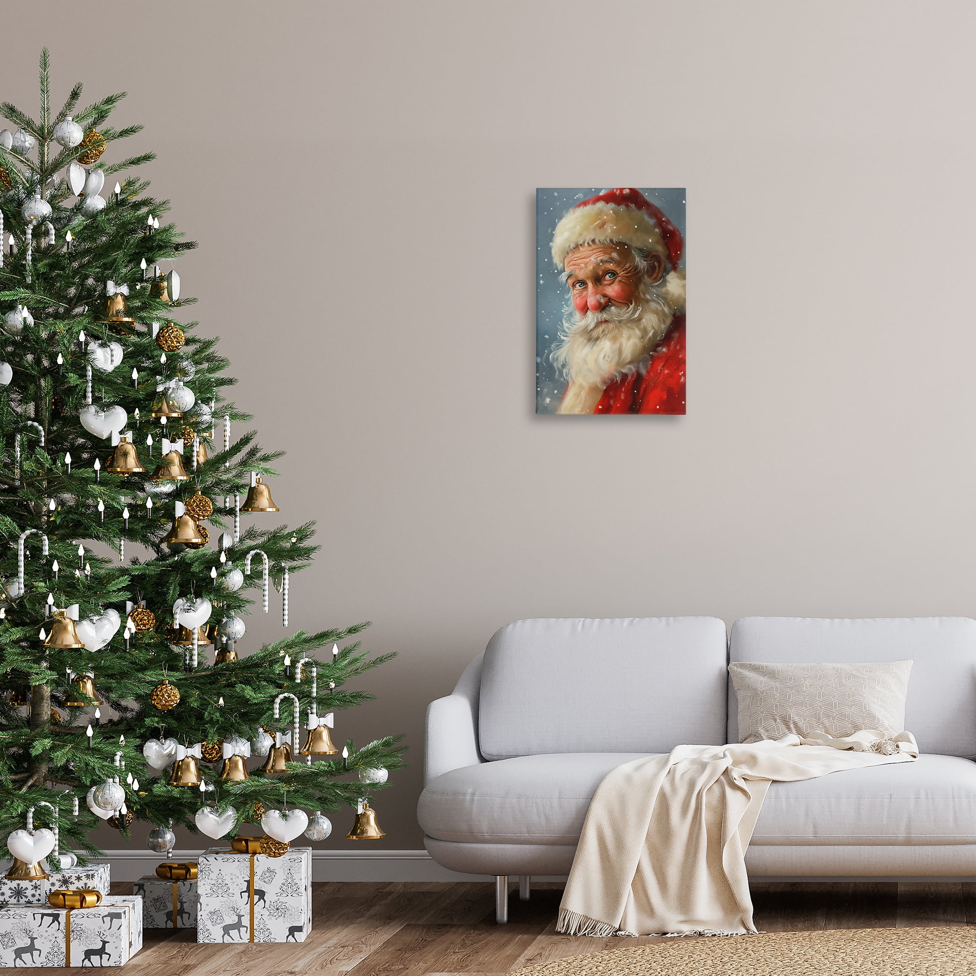 Stupell Industries Rosy Santa Portrait Holiday Painting Gallery Wrapped Canvas Art Print Wall Art, 16 x 24