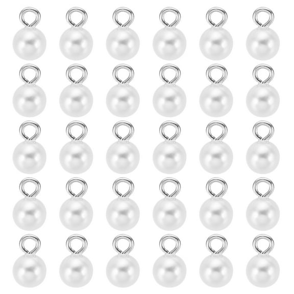 8mm Faux Pearl Charm Pendants Drop, 100pcs Pearl Beads for Jewelry Making Bracelets Earrings Necklace, Silvery White