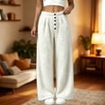 thumbnail image 2 of LIaqionyy Womens Fleece Pants Winter Warm Elastic Waist Wide Leg Fuzzy Lounge Bottoms Long Soft Plush Pajama Pant, 2 of 6