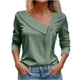 thumbnail image 2 of 2025 New Fashion Plus Size Women's Loose Summer Casual Solid Color V-neck Long Sleeved Shirt Top, 2 of 5