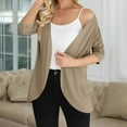 thumbnail image 4 of Holzkary 3/4 Sleeve Cardigan for Women 2025 Summer Fall Casual Open Front Lightweight Cardigans Soft Draped Ruffle Cardigan Women's 3/4 Sleeve Cardigan Lightweight Soft Open Front Cardigans Beige Xl, 4 of 7