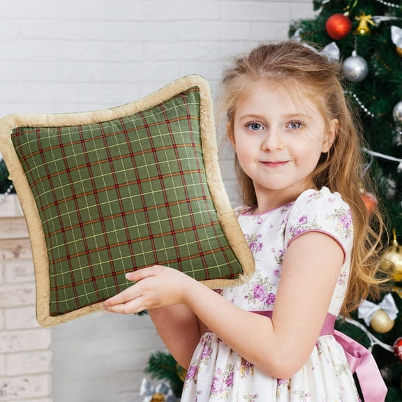 Tartan Plaid Christmas Lumbar Pillow Covers 12x20 Christmas Outdoor Lumbar Pillow Covers, Xmas Holiday Decorative Tartan Pillows for Living room and bed(D)
