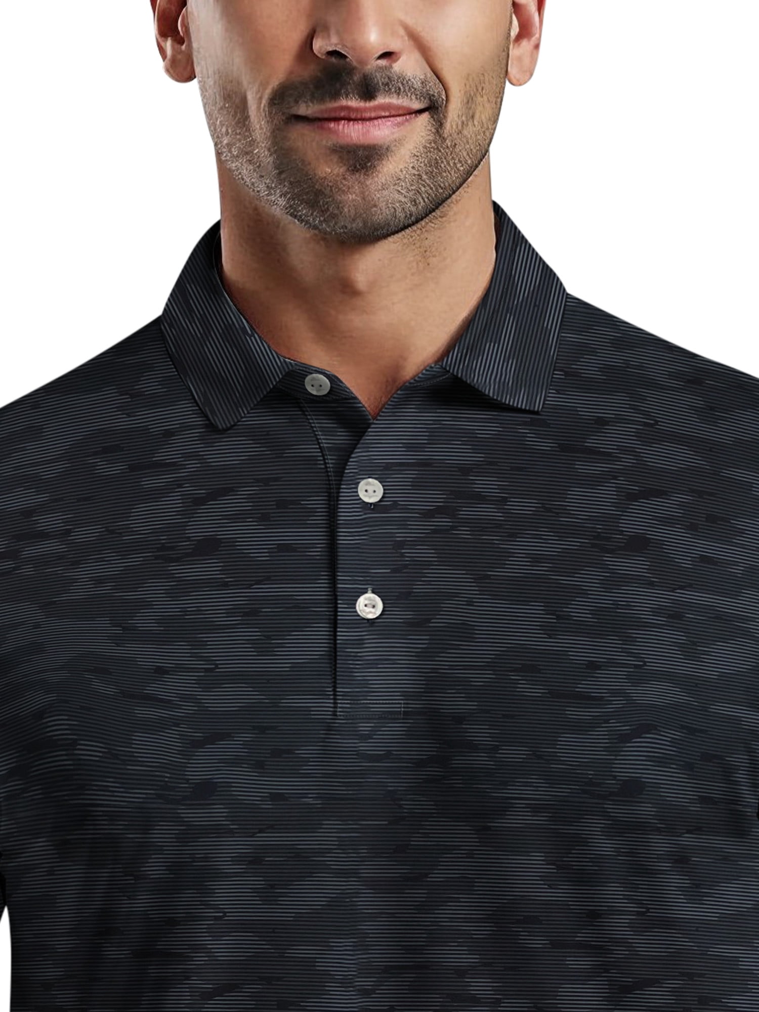 Ben Hogan Men's and Big Men’s Linear Camo Print Short Sleeve Golf Polo Shirt, up to Size 5XL
