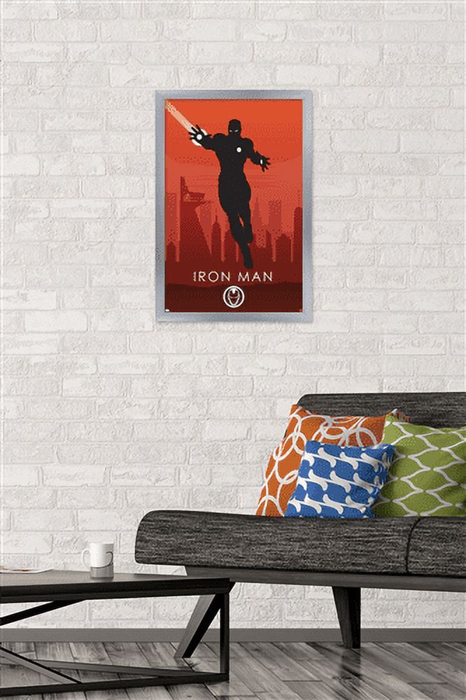 Marvel Heroic Silhouette - Iron Man Wall Poster, 14.725" x 22.375", Framed