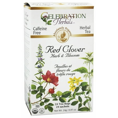 Celebration Herbals Trèfle rouge aux herbes et fleurs de thé biologique, 24 Ct