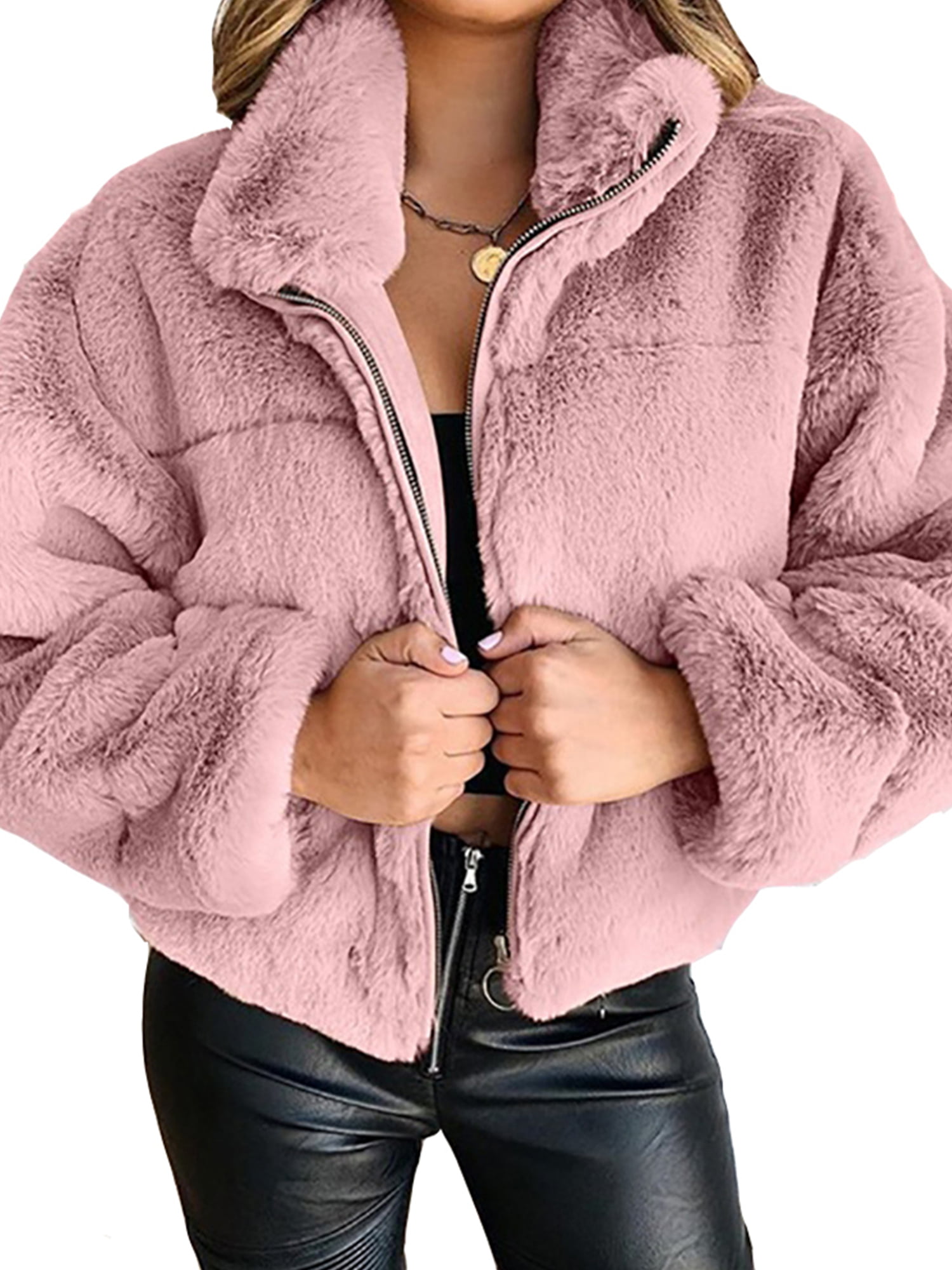US Womens Winter Warm Faux Fur Coat Overcoat Ladies Cardigan Jacket Tops Outwear 