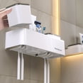 thumbnail image 6 of Wall Mounted Toothbrush Holder With 2 Cups, ABS Bathroom Toothbrush and Toothpaste Organizer, 6 of 9