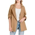 thumbnail image 5 of Scyoekwg Fashion Coats for Women Roll Up Turn-Down Cardigan Pockets Jackets Outwear Loose Casual Long Sleeve Solid Color Lightweight Coats (Khaki,XXL), 5 of 8
