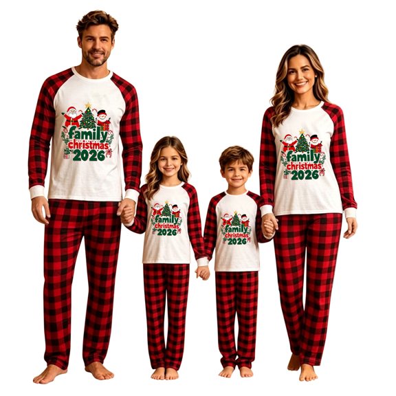 SAWOBUUN Christmas Pajamas for Family Xmas Pjs Long Sleeve Holiday Sleepwear Sets