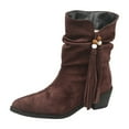 thumbnail image 2 of Wowcloth Women's Fashion Casual British Style Low-Heel Tassel Pointed-Toe Ankle Boots – Sleek Design with Arch Support for Everyday Wear, 2 of 8