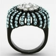 thumbnail image 3 of Womens Black Aquamarine Ring Anillo Para 316L Stainless Steel Ring with Top Grade Crystal in Sea Blue Vicenza, 3 of 4