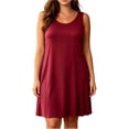 thumbnail image 3 of Pretxorve Women Nightgown Solid Lyocell Crew Neck Sleeveless Tank Loose Light Casual Sleep Dress, 3 of 5