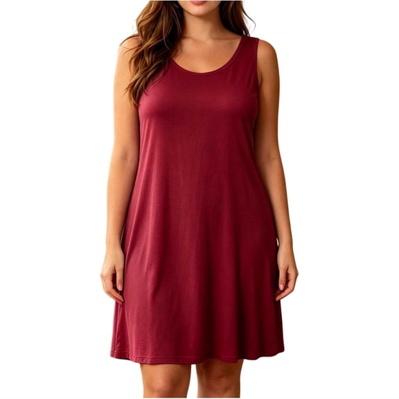 Dlentnea Women Plus Size Tank Nightgowns Sleeveless Comfortable Breathable Loungewear Soft Sleepwear Dress