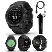 Garmin fenix 7 Pro Solar Sapphire Multisport GPS 47 mm Smartwatch, Carbon Gray DLC Titanium, Black with Wearable4U Power Bank Bundle