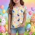 thumbnail image 2 of Staki Easter Gift for Girl Girls Easter Shirt Toddler Bunny Graphic Tees Kids Girl Summer Short Sleeve Tops Funny Rabbit Easter T Shirts 1-9Y 10-13Y(Beige,4-5 Years), 2 of 6