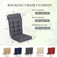 thumbnail image 5 of BPS Outdoor Patio Rocking Chair Cushion, Waterproof Fade-Resistant High Back Cushions, Tufted Pads with Ties, Set of 2, Dark Gray, 5 of 8