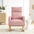 thumbnail image 5 of PAPROOS Rocking Chair, Teddy Fabric Accent Chair with 2 Side Pockets and Pine Wood Legs, High Backrest Arm Chair Modern Rocker Lounge Chair for Living Room, Pink, 5 of 10