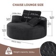 thumbnail image 3 of Hawsaiy 56.3" Oversized Round Chaise Lounge Sofa, Deep Seat Sleeper Loveseat with 3 Supportive Pillows, Wide Armrest, No Assembly Required, Corduroy Fabric Sofa Bed for Living Room or Bedroom, 3 of 10