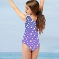 thumbnail image 3 of FOR U DESIGNS Quick Dry Purple One-Piece Swimwear Moon Star Dancing Athletic Leotards Summer Kids Gymnastics Swimsuit Fashion Girls V Neck Bathing Suit Size 5-6, 3 of 8