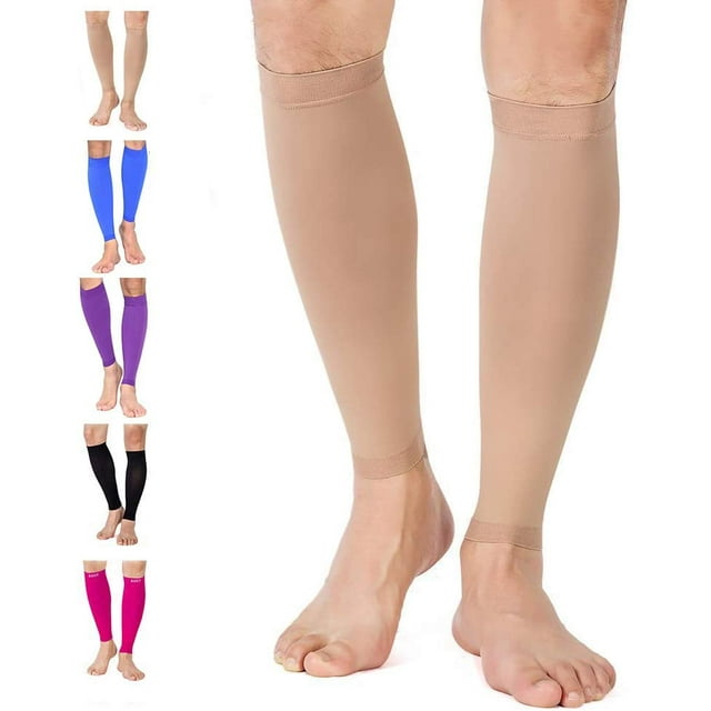 GHSDFBB ® Manchon de Compression pour Mollet, une Paire, Chaussettes de Compression Sans Pied 20-30 mmHg