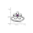 thumbnail image 3 of Gem & Harmony 1/10 Carat (Ctw) Amethyst Flower Ring in Sterling Silver for Women, 3 of 6