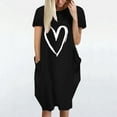 thumbnail image 3 of Robes Formelles et de Soirée Aqestyerly Mode Femmes Ample Imprimé Amour Col Rond Poches Robe Décontractée Manches Courtes, 3 of 4