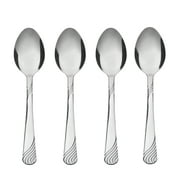 Mainstays Swirl Stainless Steel Dinner Spoon, 4-Piece Set, Silver