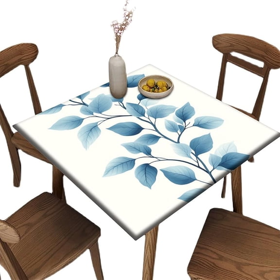 Tablecloth Wipeable, Jade Leafy Trail Pattern Printed on Washable Outdoor Patio Table Cover, Use for Birthday Party Anniversary Decoration, Fit for 32" x 32" Square Tables