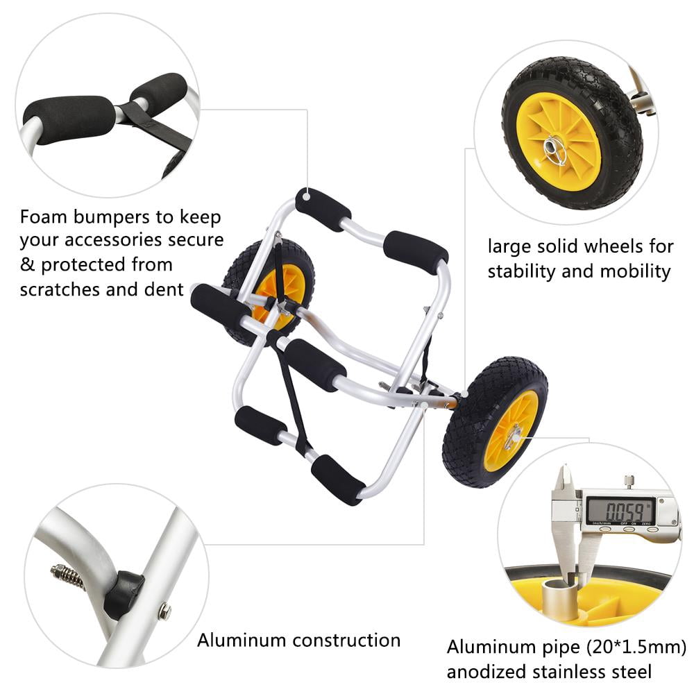 Kayak Cart Canoe Carrier Trolley NO-Flat Airless Tires Wheels Transport Jon Boat Dolly Tote