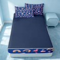 thumbnail image 4 of Erosebridal Cute Rainbow Zipper Twin Comforter Sets with Fitted Sheet and 2 Pillowcases, Cartoon Flamingo Zipper Bedding Set, Navy Reversible, Royal Blue Pink, Navy Reversible, 4 of 7