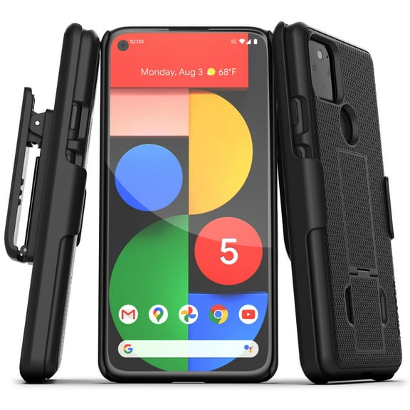 Encased Pixel 5 Belt Clip Case (2020 DuraClip) Slim Cover with Holster for Google Pixel 5 Phone - Black