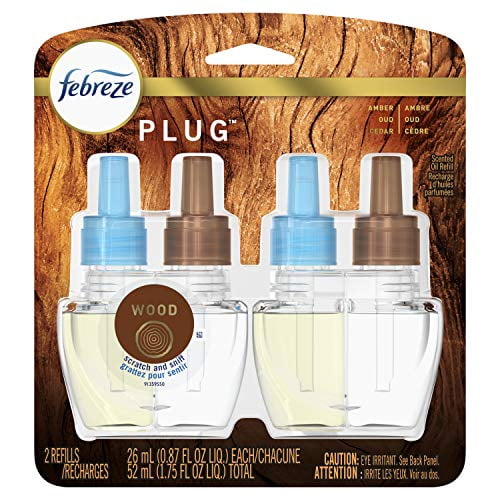 Febreze Plug in Air Fresheners, Wood, Odor Eliminator for Strong Odors