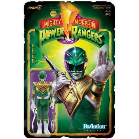 Super7 Mighty Morphin' Power Rangers Green Ranger Battle Damaged Reaction Figure 3.75 inches