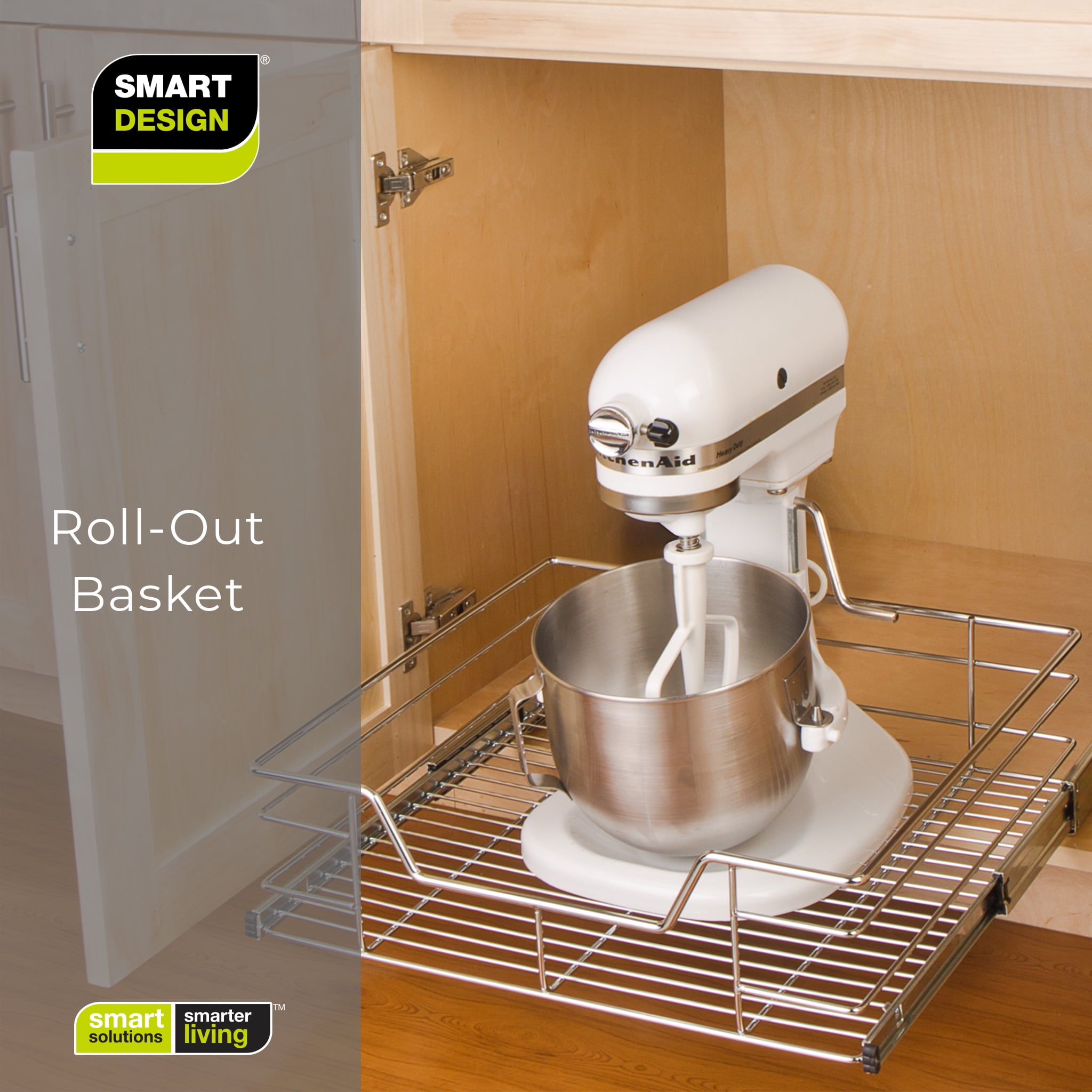 Smart Design Pull Out Cabinet Shelf Organizer - Small - Holds 100