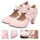 thumbnail image 5 of 1 par de zapatos de tacón alto con lazo para mujer, con punta ligera y tacón grueso., 5 of 7