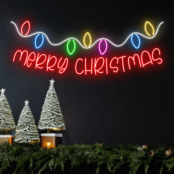 Glowneon Merry Christmas Neon Sign, Noel Lights Long-lasting Decor