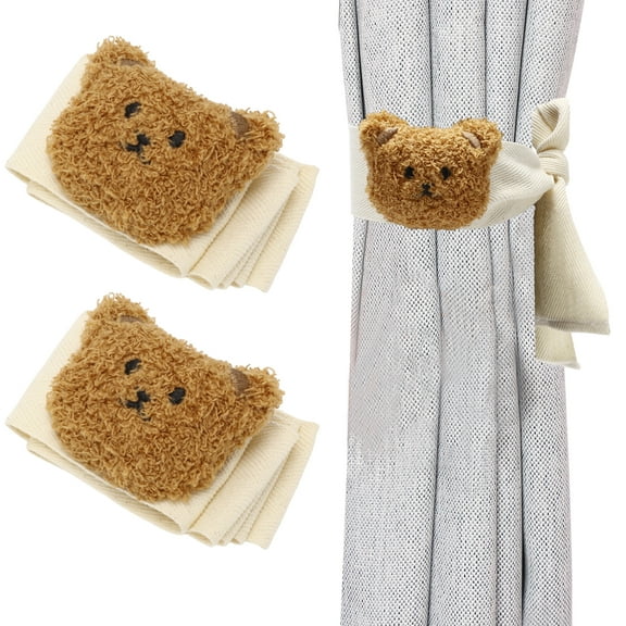 Unique Bargains 2pcs Bears Curtain Ties for Drapes Curtain Holdbacks Wall Decoration for Home Office Brown Beige