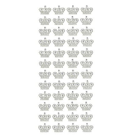 Clown Sticker - Royal Crown Rhinestone Stickers, 3/4-Inch, 48-Count, Silver