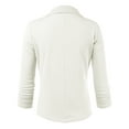 thumbnail image 3 of Doublju Women's Casual One Button Cropped Blazer with 3/4 Shirring Sleeve, 3 of 4