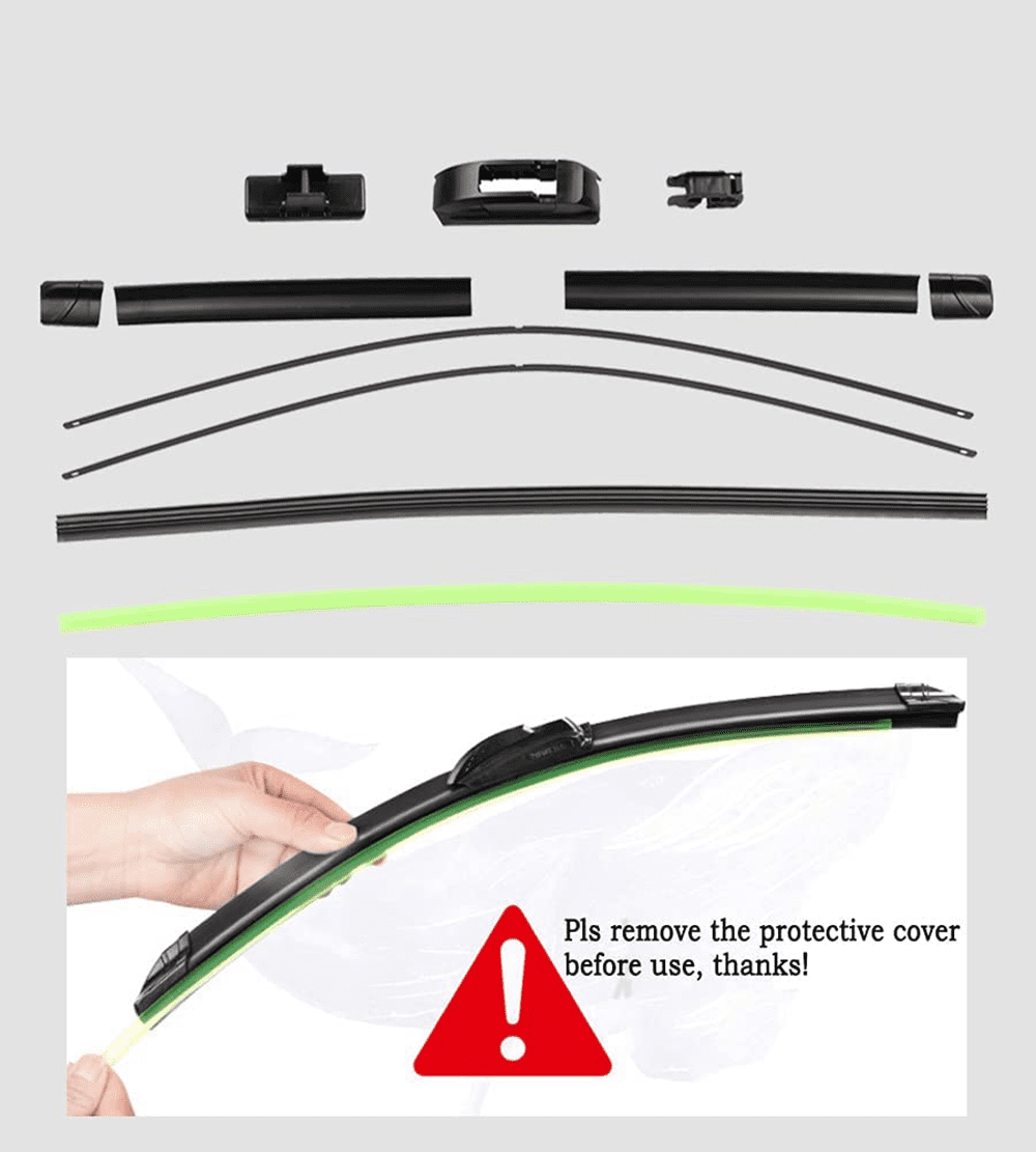 Hybrid Bracketless Windshield Wiper Blades (26" & 16") – J-Hook OEM Quality - View #4