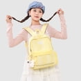 thumbnail image 3 of Cute Aesthetic School Backpack, Spacious Backpack with Pendant, Lightweight Breathable Bookbag for Middle School College (Yellow), 3 of 10